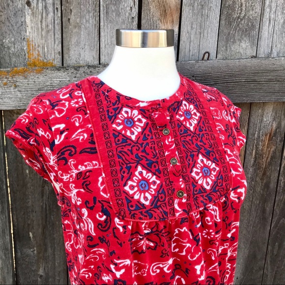 Lucky Brand Tops - Lucky Brand Red & Blue Floral Paisley Blouse  *D14